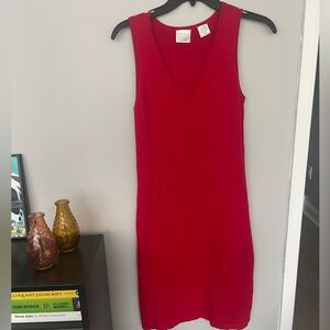 Moda International Silk Cashmere Red Knit Dress Chic Capsule Wardrobe Women's XS